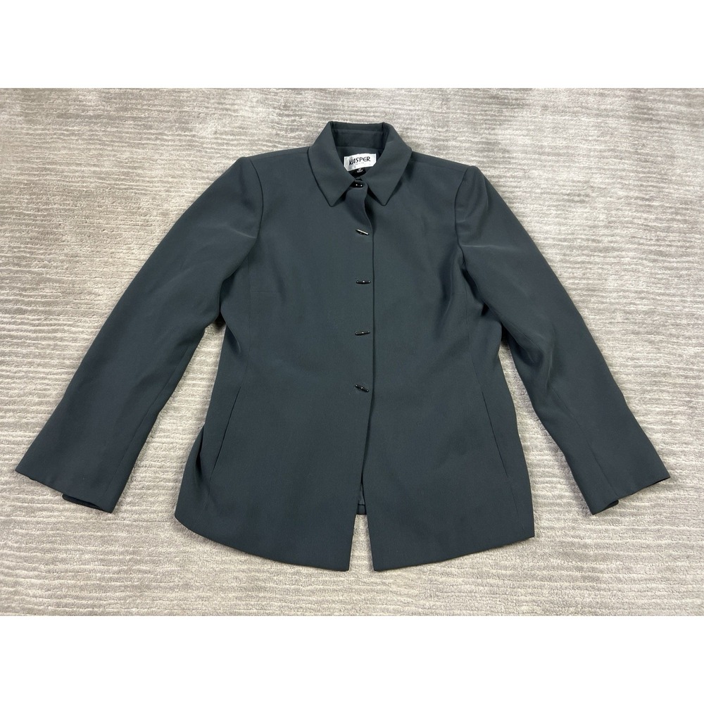 Kasper Suit Jacket Womens‎ 6P Gray Blazer Polyester Lined Career Casual